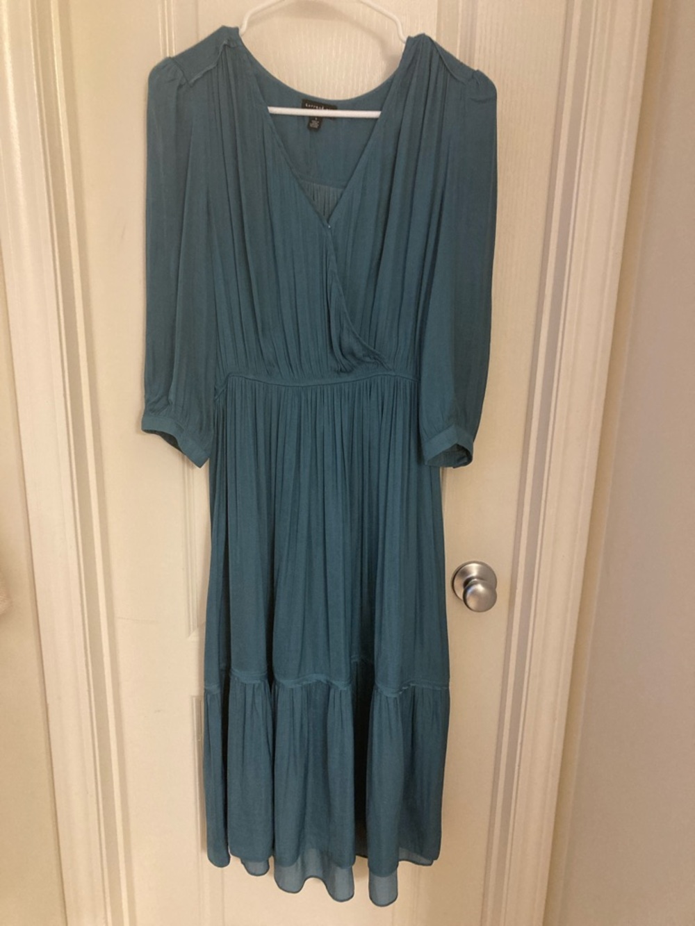 Teal Blue Wrap Midi Dress